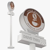 Tall Coffee Shop Drive Thru Signage