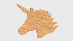 unicorn wooden head decorative 3D model