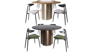 3D model Lunar round table and Desiree Divani chair
