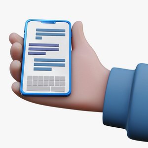 Cartoon smartphone in a hand 3D