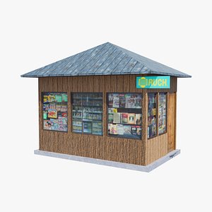 Newsstand Kiosk RUCHu Game Ready PBR 3D Model