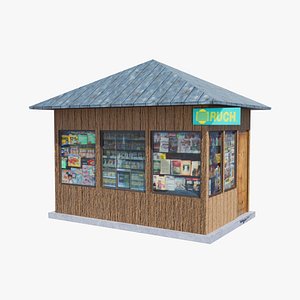 Newsstand Kiosk RUCHu Game Ready PBR 3D Model