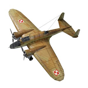 PZL-37 Moose lowpoly WW2 bomber model