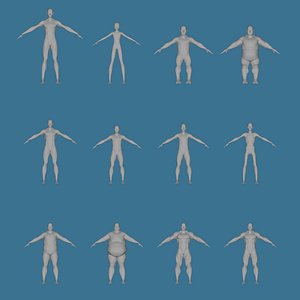 12 male characters with same mesh