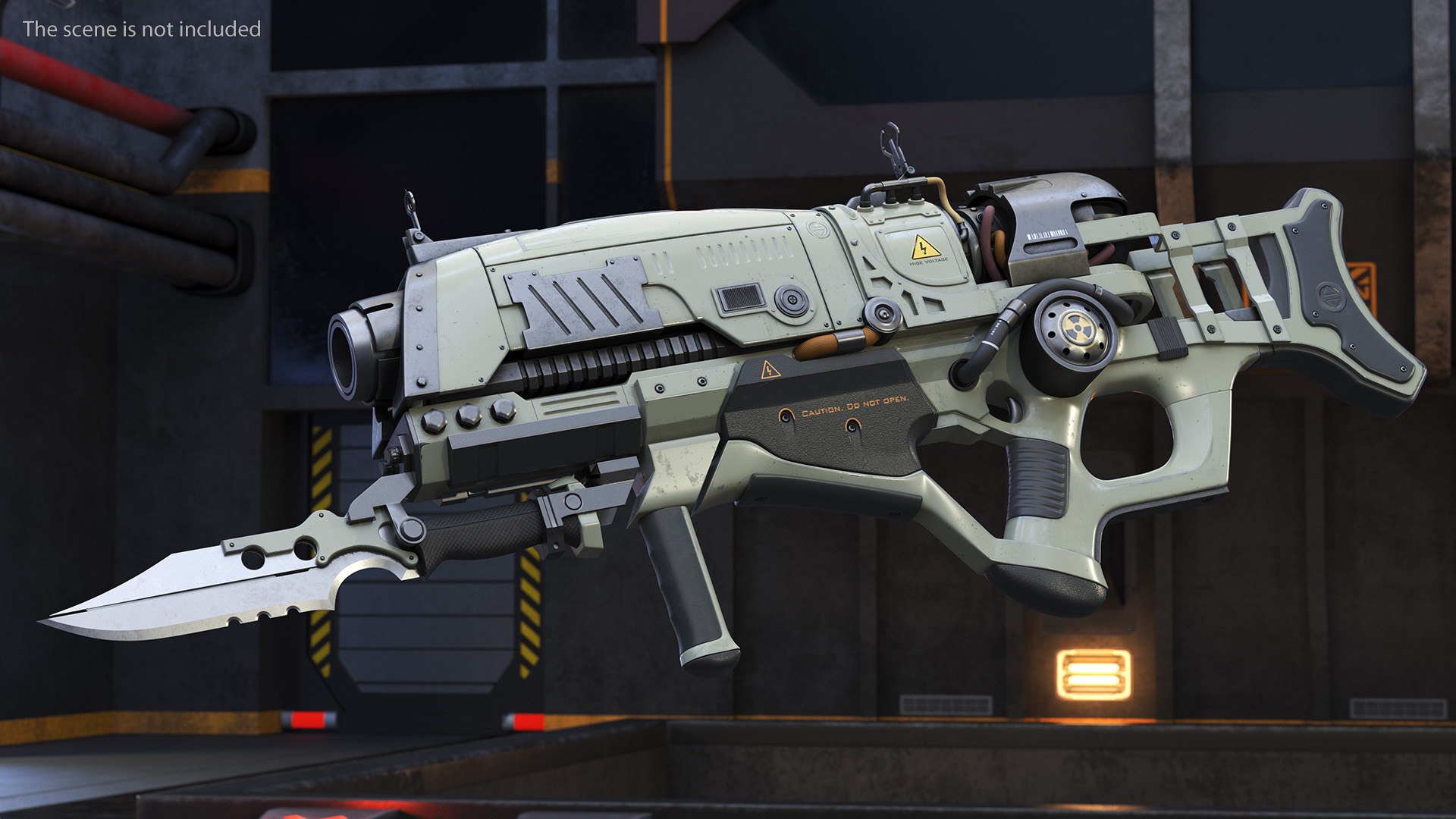 3D Futuristic Rifle With Bayonet Green - TurboSquid 2210658