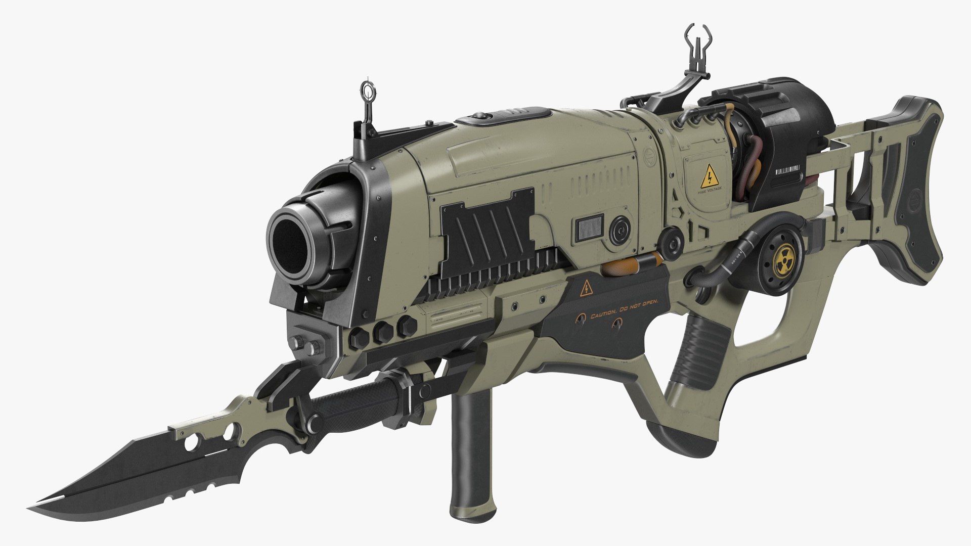 3D Futuristic Rifle With Bayonet Green - TurboSquid 2210658