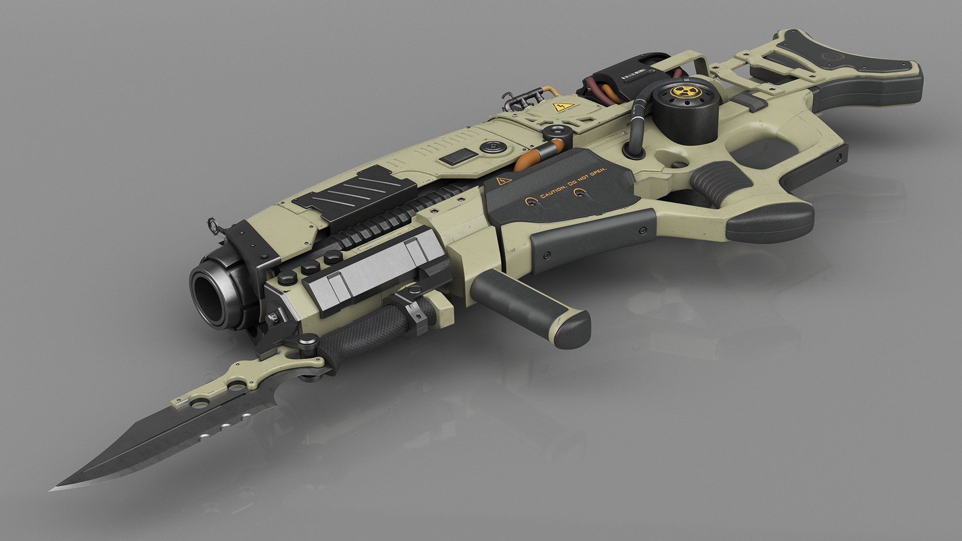 3D Futuristic Rifle With Bayonet Green - TurboSquid 2210658