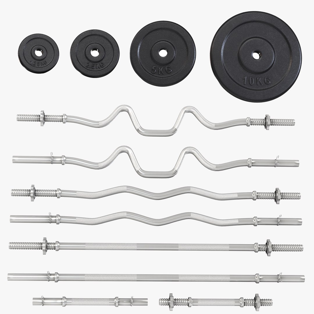 3D GYM Barbell Bars And Plates Collection 1 Model - TurboSquid 1827960
