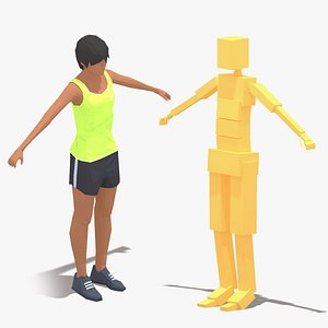 Low Poly Woman Exercise RIG