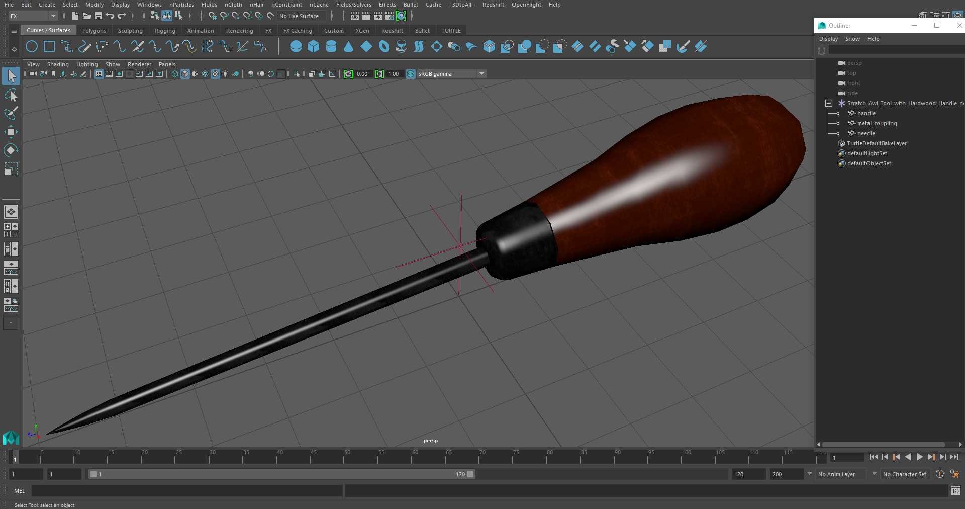 3D Scratch Awl Tool With Hardwood Handle Model - TurboSquid 2161320