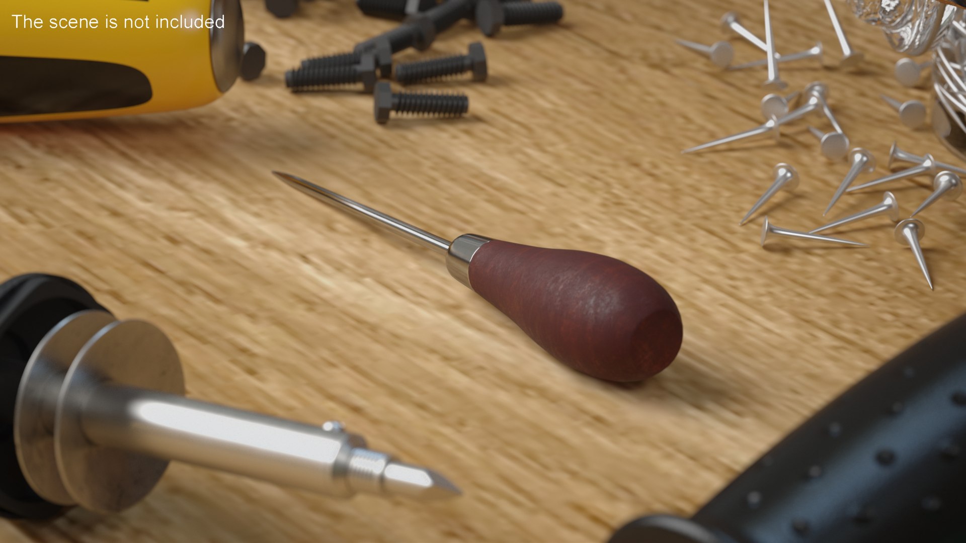 3D Scratch Awl Tool With Hardwood Handle Model - TurboSquid 2161320