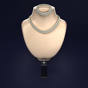 3d set necklace earrings model