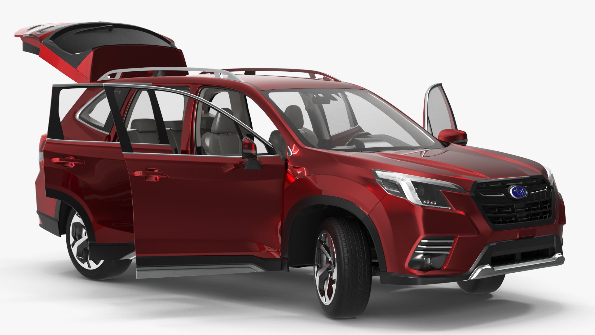 Subaru Forester 2022 Red Rigged 3D model preview