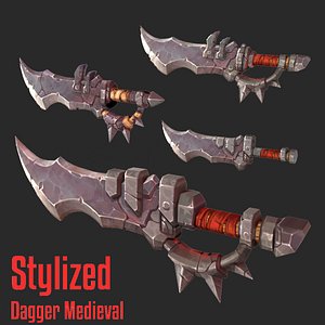 stylized daggers ready games 3D model