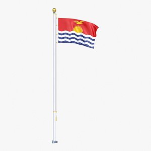 3D Kiribati Flag Stand Pole Animated Loop