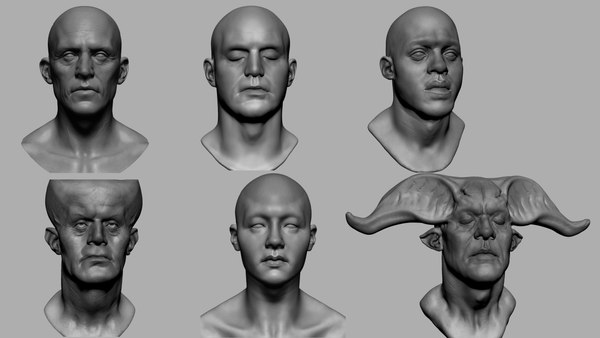Male head sculpt human anatomy fantasy futuristic | 3D model