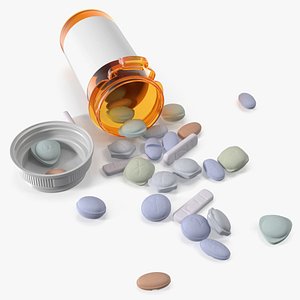 Drug Xanax Tablets with Prescription Bottle 3D model