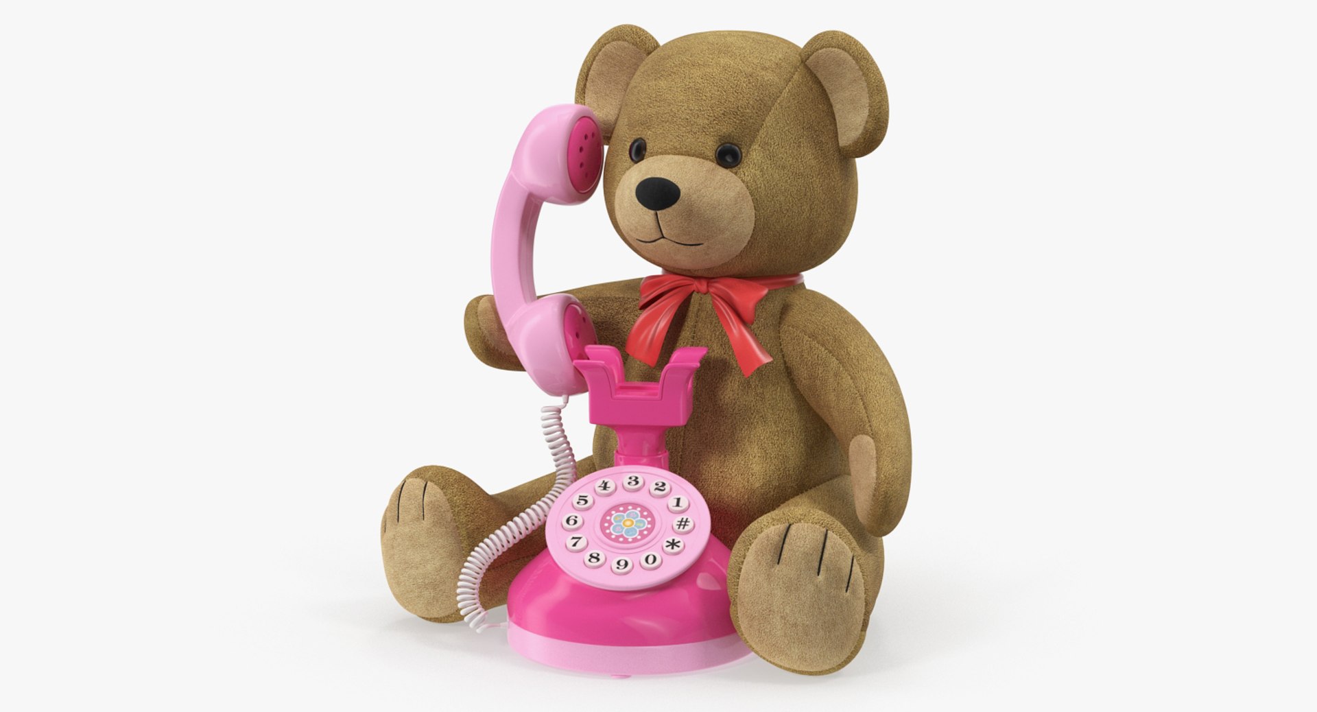 Teddy Bear with Toy Phone 3D Model 3D model preview