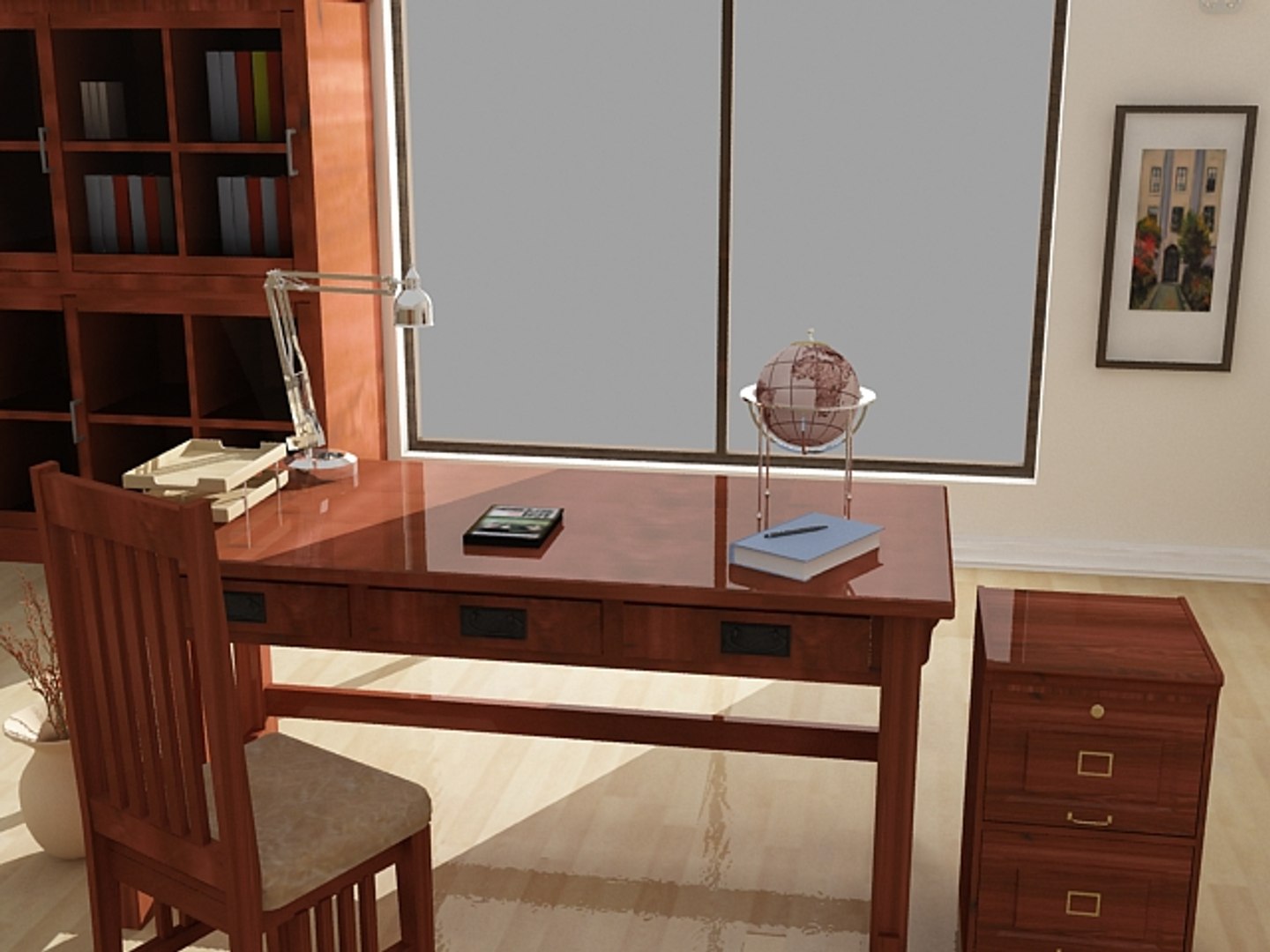 3d Mission Oak Furniture Set Model