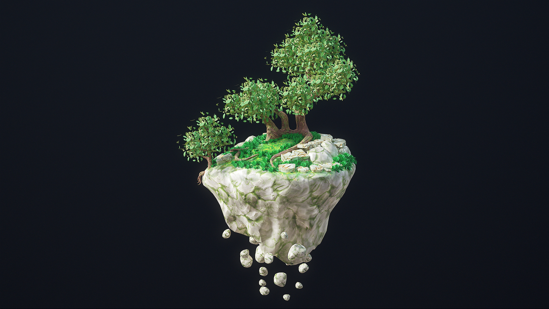 Floating Island Stylized Green PBR 3D model https://p.turbosquid.com/ts-thumb/Ie/5LSYbw/ZH/00/png/1669986650/1920x1080/turn_fit_q99/662ae1ed1d0b44e7b379cea3940a88526916bbf5/00-1.jpg