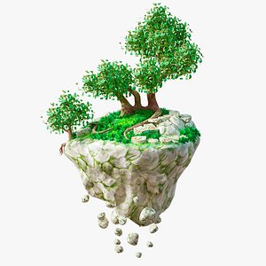 Floating Island Stylized Green PBR 3D model