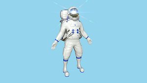 3D Astronaut Outfit 05 - White Blue - Character Design Fashion model