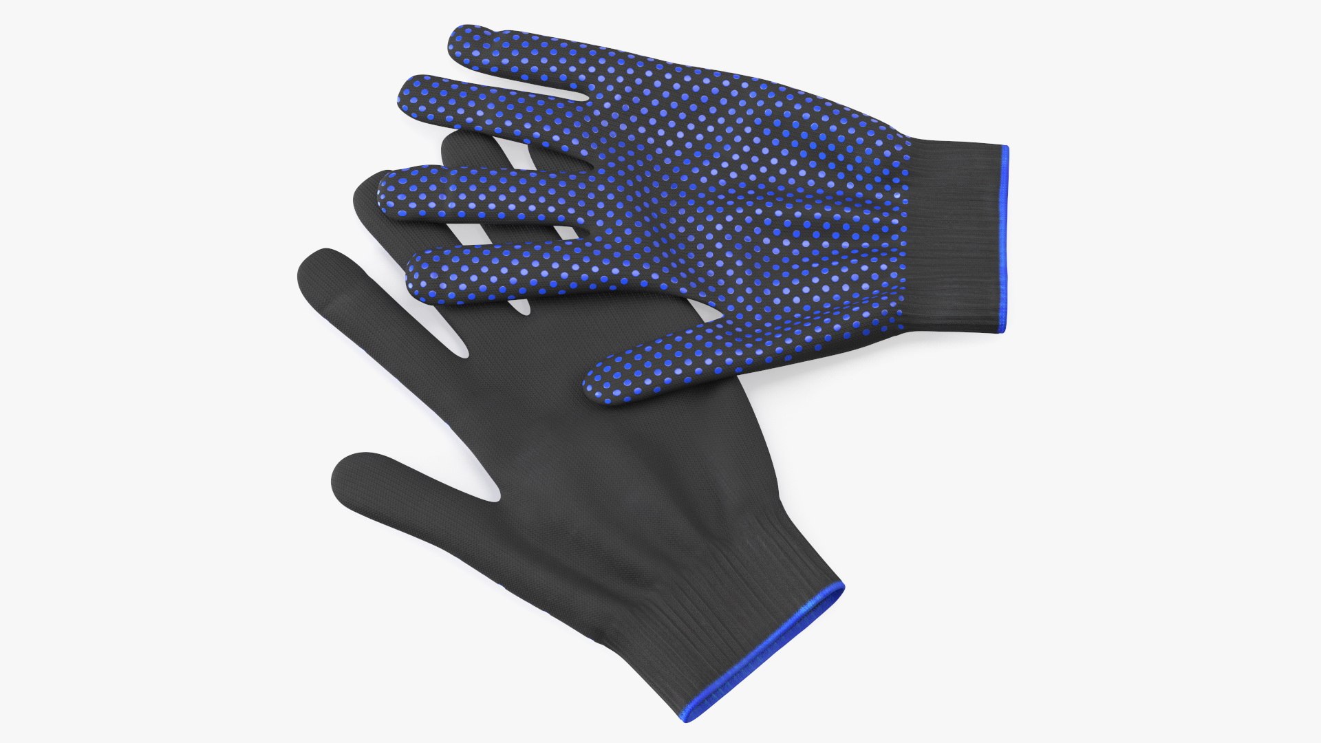 Cotton Work Gloves Black 3D model preview