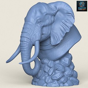 Elephant Bust Print Ready 3D Model 3D model