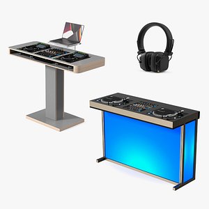 3D model DJ Consoles with Headphones Collection