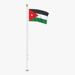 Jordan Flag Stand Pole Animated 3D model