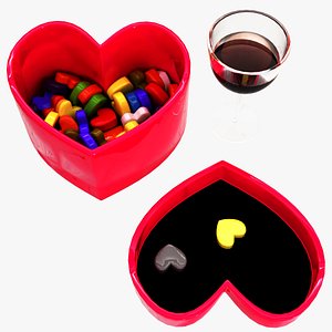 3D Candy and wine for Valentine's Day