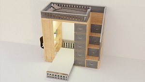 Production Ready Two Story Bed With Desk model