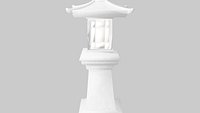 Japanese Stone Lantern 3D Model - Granite garden lantern with tiered roof light chamber and base