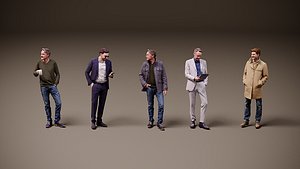 3D Collection of people x 5 03 model