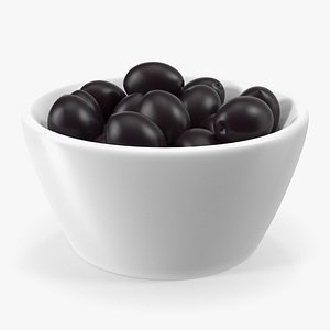 Bowl of Fresh Black Olives 3D model