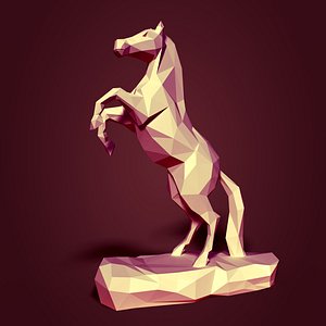 Low Poly Horse Statue -- Ready for 3D Printing