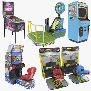 3D model Arcade game machines and table games 5in1 vol 3