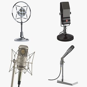 4 Microphones Set 3D model