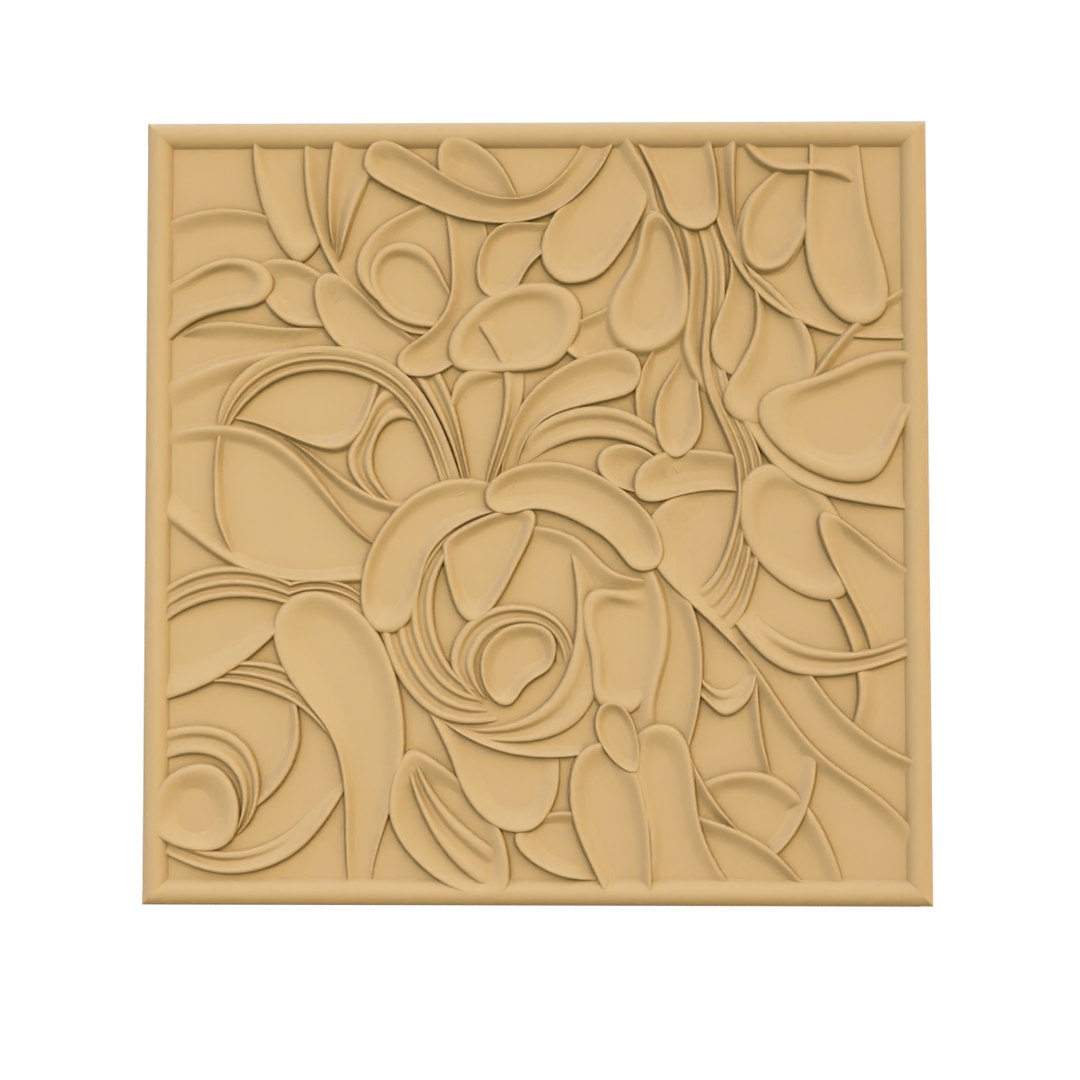 Modern Panel Stl Wall Decor Set Wall Relief Art Mural CNC 01 3D Model