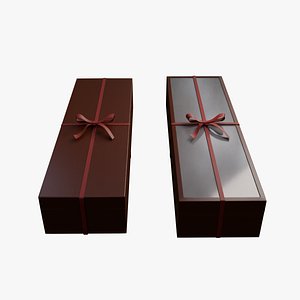 3D Gift Box Rectangle shape with Ribbon