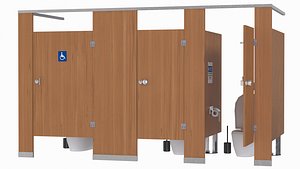 Low-poly Modular Public Restroom Stall System Accessible ADA Kit