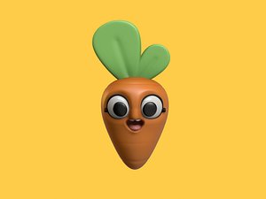 3D Baby Carrot Cartoon Kawaii Character