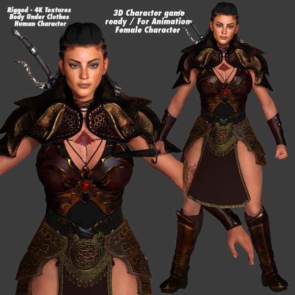 AAA FANTASY FEMALE CHARACTER - WARRIOR KNIGHT 03 model