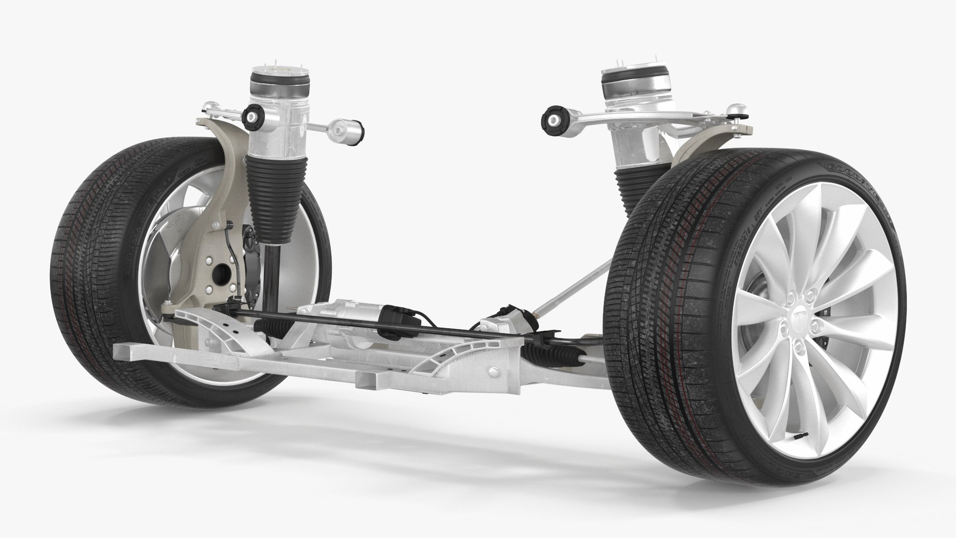 Car Suspension Assembly with Wheels 3D model preview