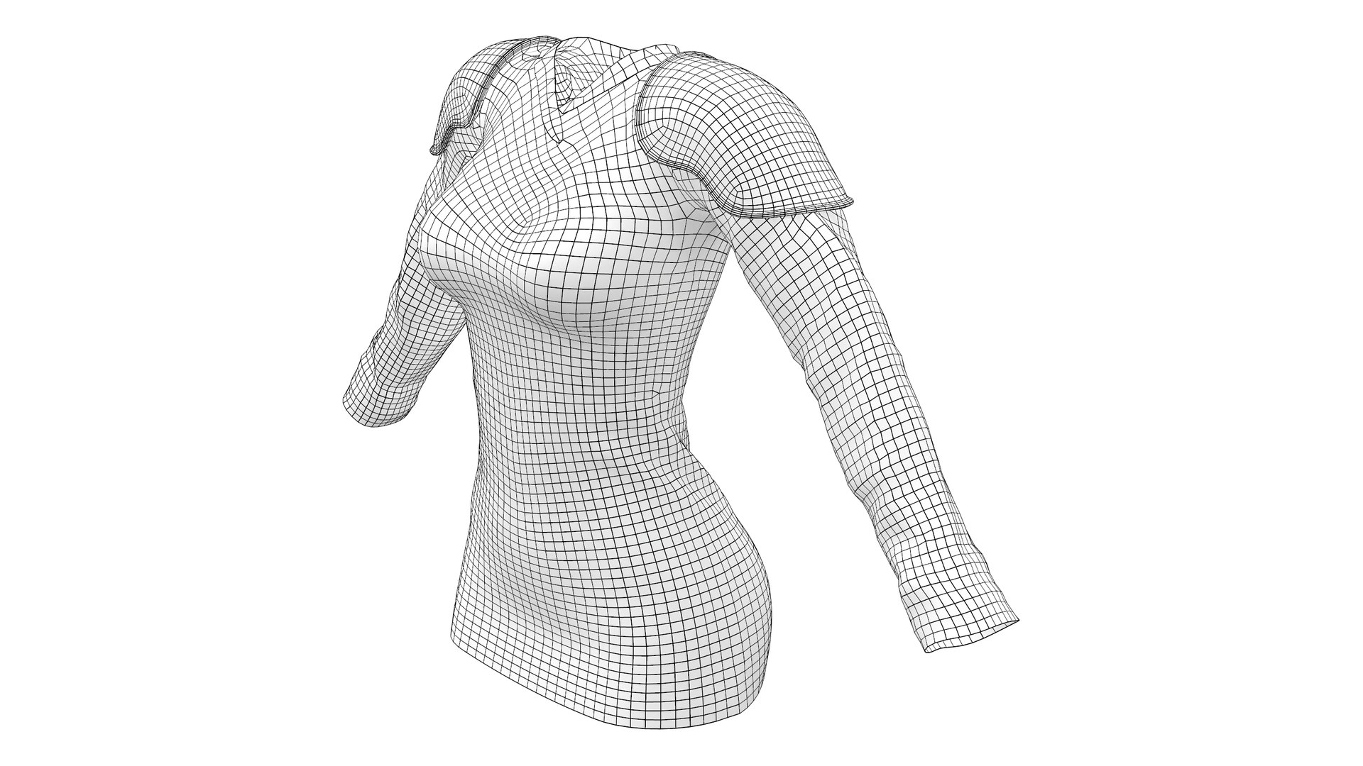 3D Futuristic Space Secretary Uniform With Shoulder Pads model ...