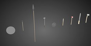 set melee weapons 3D