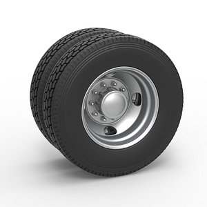 Diecast 4 Hole Budd rear double wheel of old school truck Scale 1 to 25 3D model