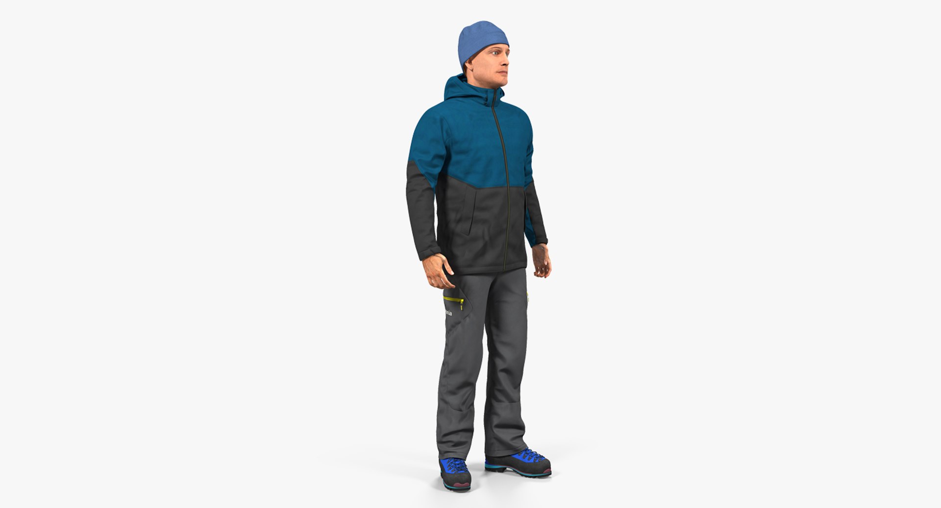 Winter Men Sportswear Standing Pose 3D Model 3D model preview