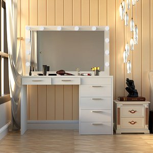 White LED Vanity Desk - Dressing Table inside Likimo Style- Bedroom 3D model