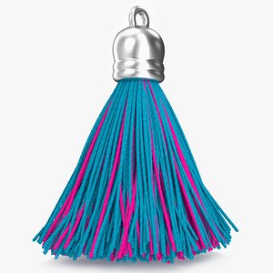 3D model Metal Cap Yarn Tassel Multicolor
